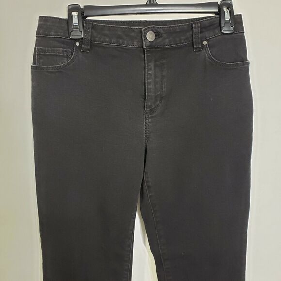 Susan Graver Womens Jeans Size 4P Black High Stretch Denim Straight Leg A342367 - Picture 5 of 11